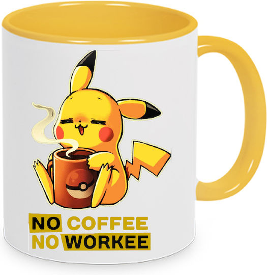 Pokemon Pikachu "No Coffee No Workee" Κούπα Κεραμική no3 330ml
