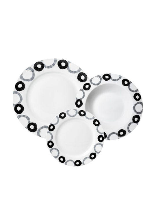 Ankor Circles Gray Porcelain Dinnerware Set 18pcs