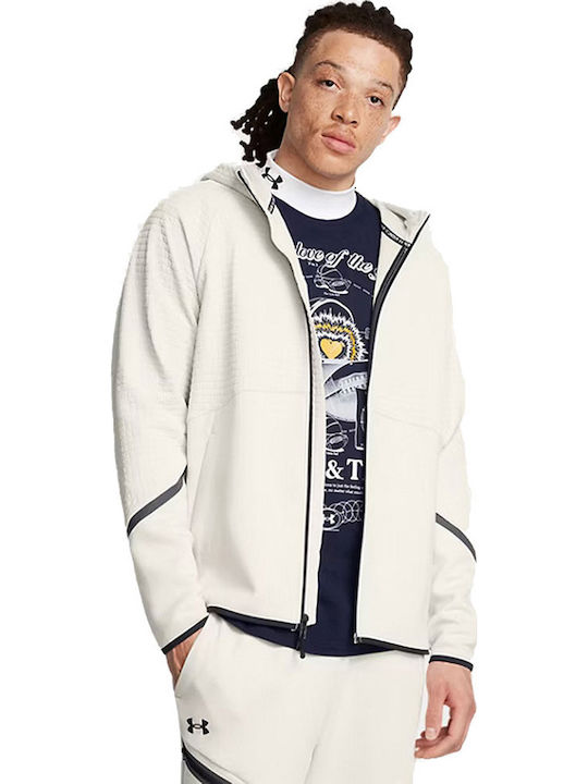 Ua Unstoppable Ανδρική Ζακέτα Fleece με Κουκούλα Μπεζ