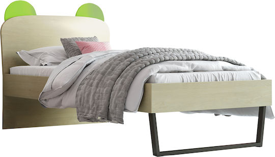 Coroană Pat pentru Copii Clasic Single Verde pentru Saltea 90x190cm