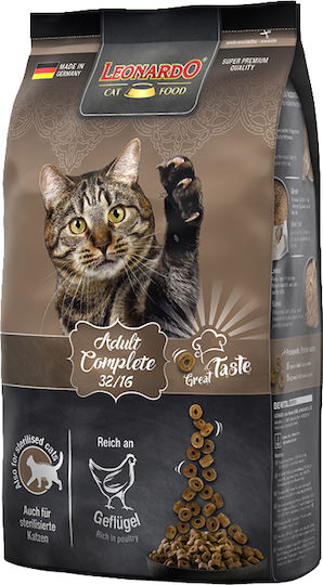 Leonardo Adult Complete 32/16 Dry Food for Adult Cats with Poultry / Fish / Rice / Liver 1.8kg