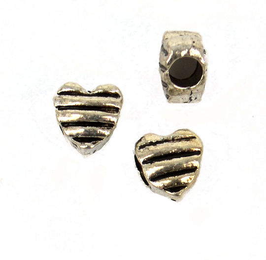 Καρδιές Metall Perlen & Pailletten Silberne 10Stück 10mm