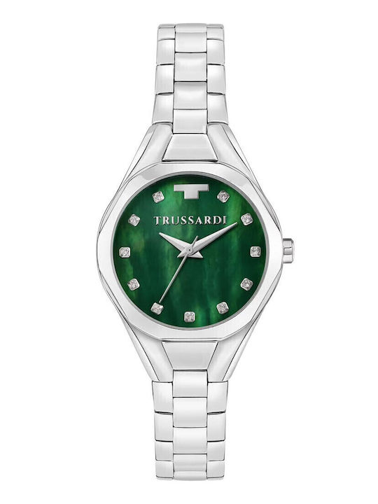 Trussardi Metropolitan Ανδρικό Ρολόι Μπαταρίας με Ασημί Μεταλλικό Μπρασελέ