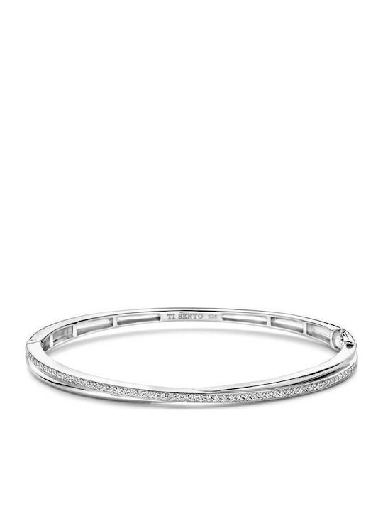Ti Sento Damen Armband Handschellen aus Silber mit Zirkon