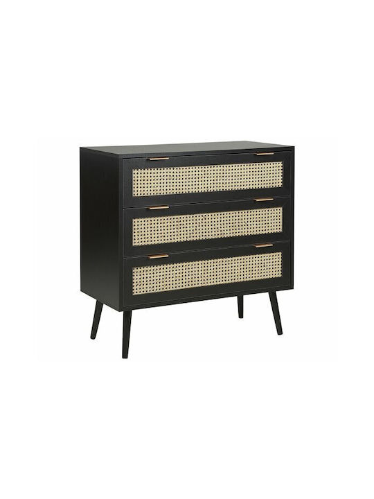 Berwyn 149 Wooden & Metallic Chest of Drawer Beige, Black 80x40x80cm