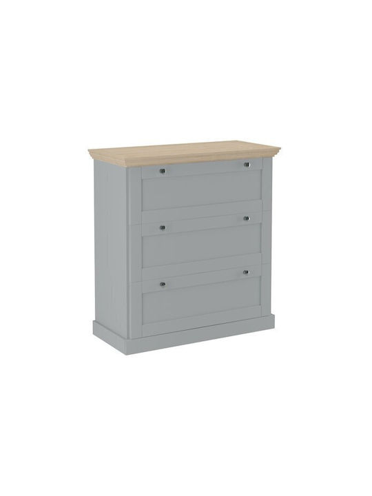 Συρταριέρα Κρεβατοκάμαρας aus Holz & Metall Denton Ag112 mit 3 Schubladen Light Oak, Grey 75x35x80cm