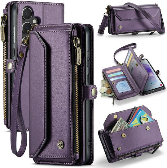 Θήκη Caseme Samsung Galaxy A55 5g Rfid Leather Wallet Λουράκι Ώμου Μωβ