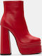 Stiefeletten Damen mit Pelz Rot