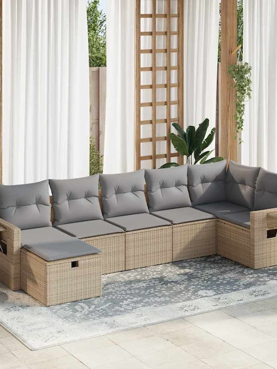 Γωνιακός Καναπές Εξωτερικού Χώρου Rattan με Μπα...