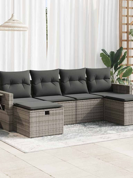 Γωνιακός Καναπές Εξωτερικού Χώρου Rattan με Μπα...