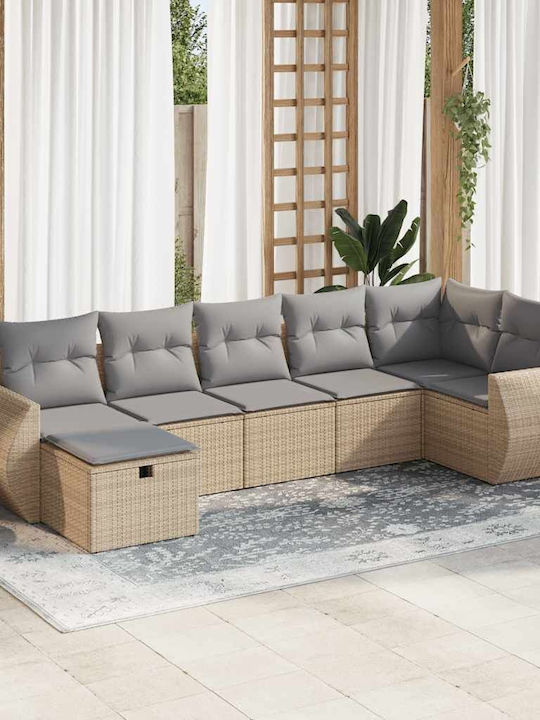 Corner Outdoor Sofa Rattan with Chest and Cushi...