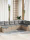 Corner Sofa Outdoor Rattan with Chest and Pillows 55x55x34cm
