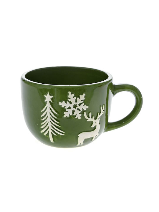 Christmas Mug Ceramic Green L8xW11cm.