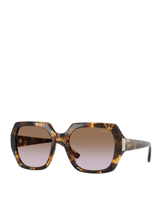 Vogue Women's Sunglasses with Brown Tartaruga Plastic Frame and Brown Gradient Lens