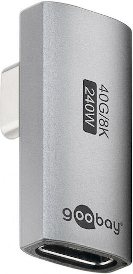 Goobay Μετατροπέας USB-C male σε USB-C female Γκρι 1τμχ 74443