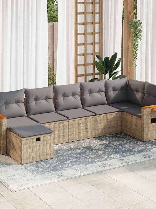 Γωνιακός Καναπές Εξωτερικού Χώρου Rattan με Μπα...