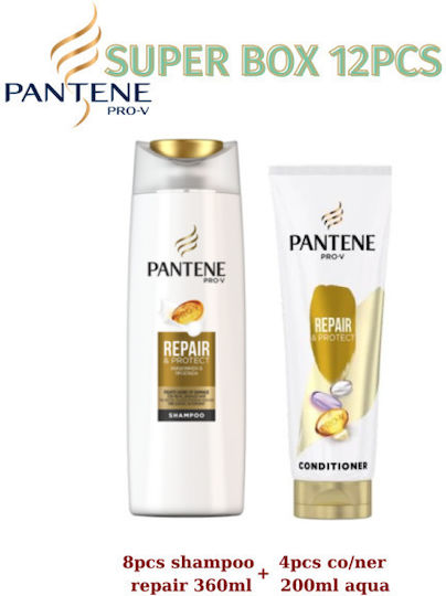 Pantene Promo Box Σετ Περιποίησης Μαλλιών Αναδόμησης & Θρέψης για Ταλαιπωρημένα Μαλλιά με Σαμπουάν και Conditioner 12τμχ