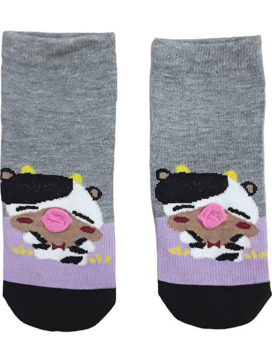 Domina Детски къси чорапи Grey Lila Pig