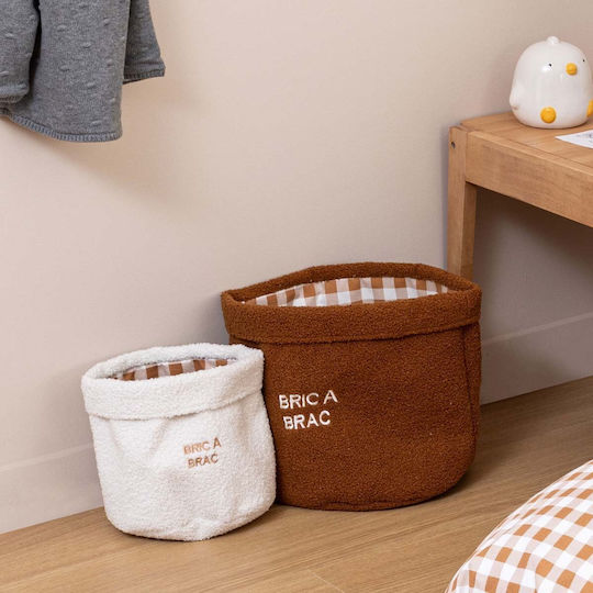 Storage Basket Fabric White 2pcs
