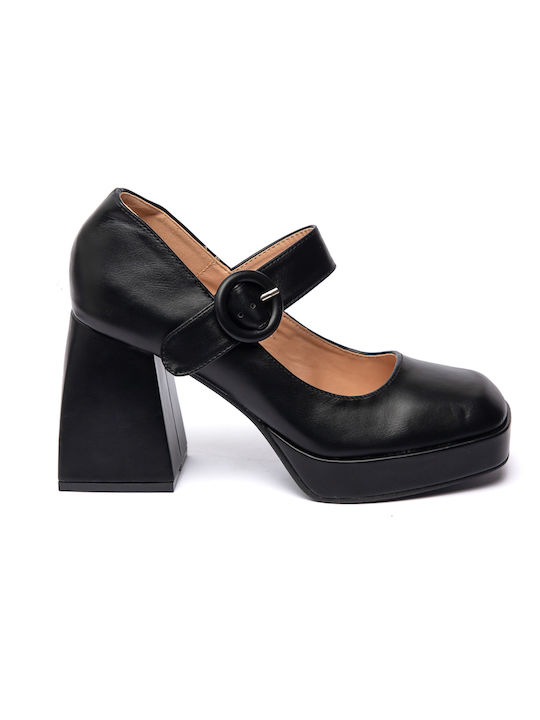 Malesa Black Heels with Strap