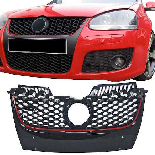 Prasco 242575 Μάσκα Vw Golf V 5 03-08 Jetta 05-11 Gti Look Κυψελωτή Κόκκινο Σιρίτι 1 Τεμάχιο
