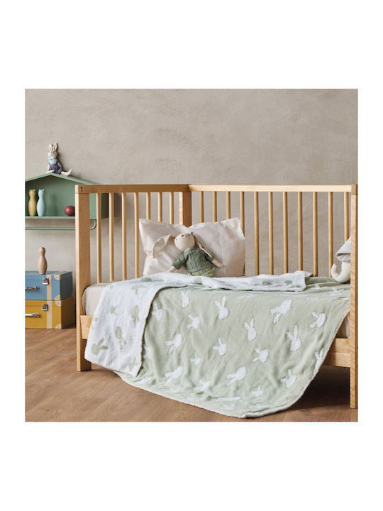 Kentia Blanket Cot Knitted Green Green 100x140cm