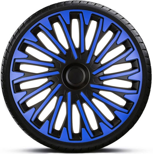 16" Blue-black Wheel Cap Set Black Ring Soho