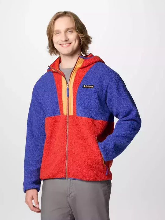 Backbowl Ii Men's Fleece Cardigan with Hood Clematis Blue, Sail Red