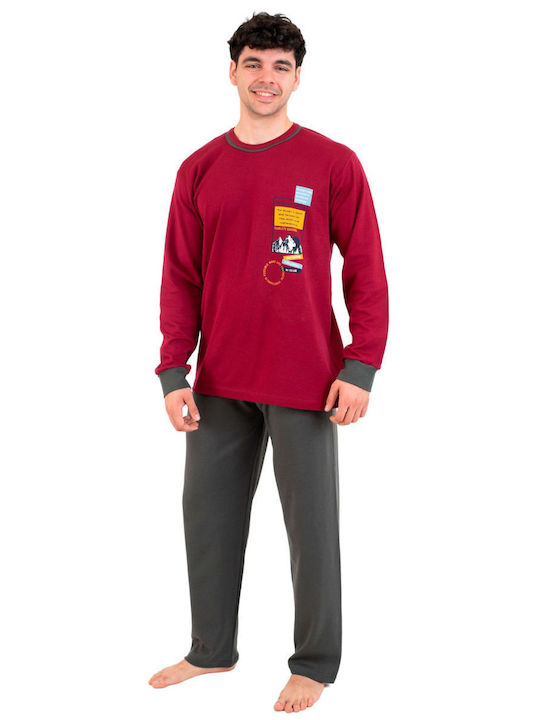 Nina Club Men's Winter Pajamas Set Bordeaux