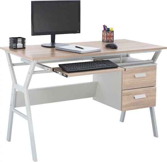 Computer Office Vitino Wooden Brown with Metal Legs 120x60x76cm