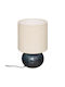 Ceramic Table Lamp for Socket E14 with Beige Shade and Blue Base