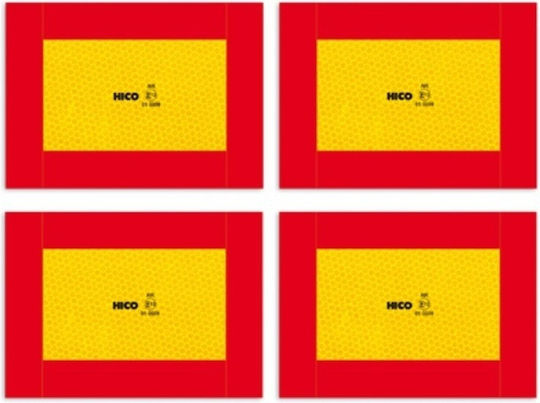 Set 4 Yellow Red Reflective Plates 282x196 Mm Aluminum Hico
