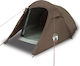 vidaXL Summer Camping Tent Tunnel Brown for 2 P...