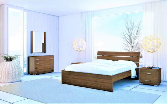 Bedroom Furniture Set Note Walnut 150x190cm 5pcs