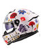 LS2 Stream II FF808 Flowers White Gloss Motorcycle Helmet Full Face ECE 22.06 1550gr with Sunvisor