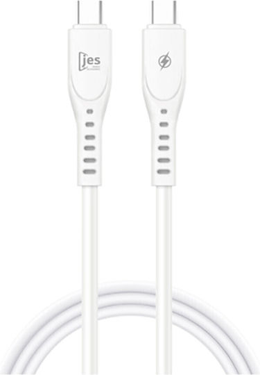 Jes USB 2.0 Cable USB-C male - USB-C 60W Λευκό 1m