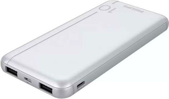 Philips Power Bank 10000mAh 37W с 2 USB-A порта Бял