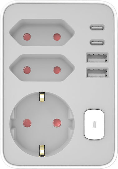 Захранваща лента 3 Позиции с 1 USB-A и 1 USB-C