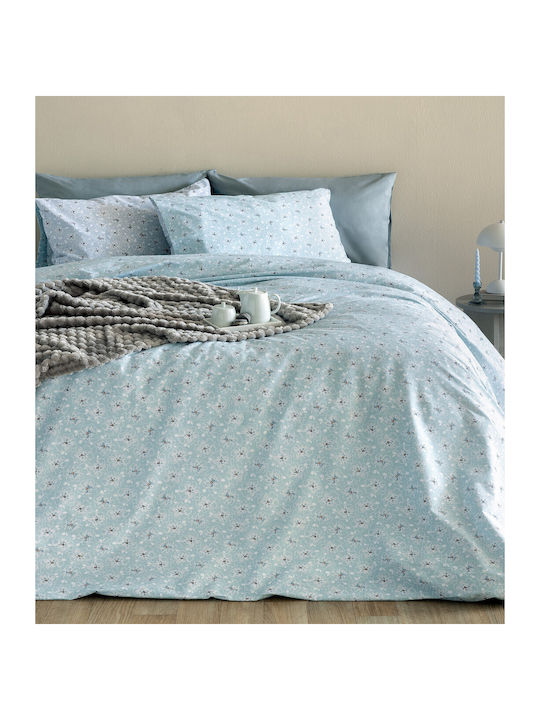 Palamaiki Duvet Cover Set Cotton Single with Pillowcase 170x250 Fashion Life Fl6259 Light Blue