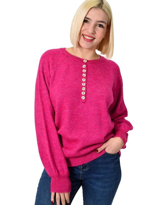 Potre Damen Langarm Pullover Fuchsia