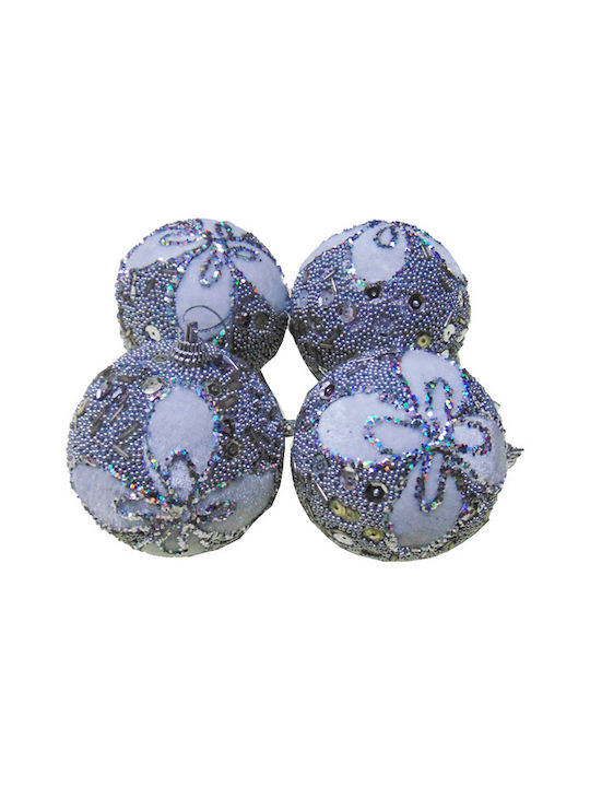 Hanging Hanging Ball Ornament Ornament Silver Set 4pcs