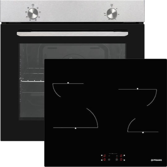 Pyramis PO78010008SIX + PHC61430FMB Фурна над плот 78лт с керамични котлони Ш59.5см.