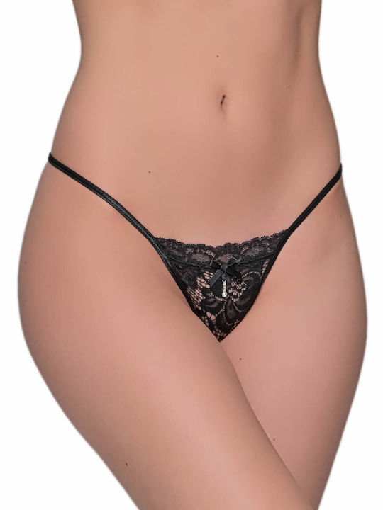 Milena by Paris Γυναικείο String με Δαντέλα Μαύρο