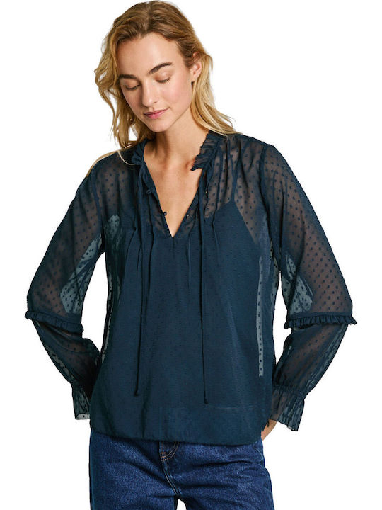 Odette Μακρυμάνικο Γυναικείο Πουκάμισο Dulwich Blue