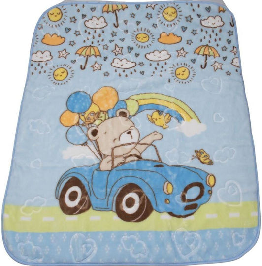 Kamtex Baby Blanket Cot Velvet Light Blue Sky Blue 100x120cm