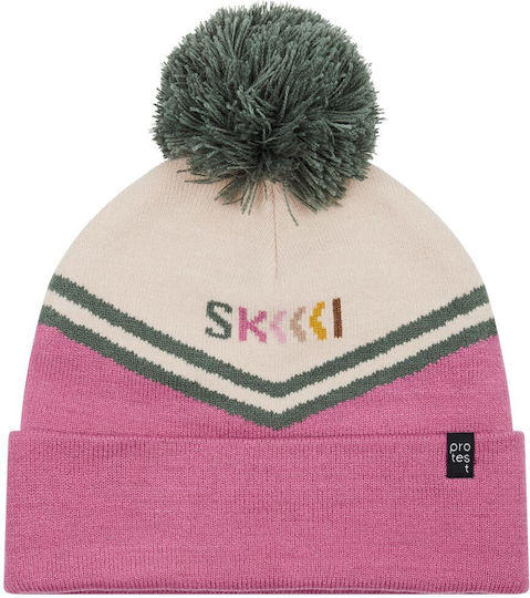 Pom Pom Beanie Frauen Beanie Gestrickt in Rosa Farbe