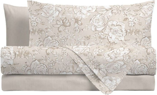 Amo La Casa Sheet Sets Queen with Elastic 170x200cm. Jenna Beige 4pcs