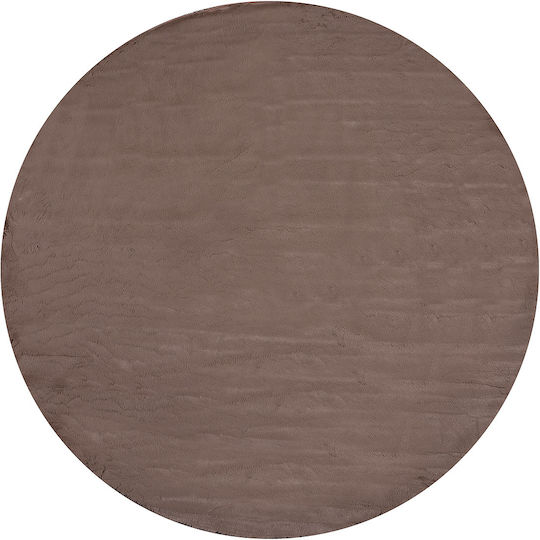 Beauty Home Art 9642 Αντιολισθητικό Χαλί Στρογγυλό Shaggy Μόκα Φ160cm