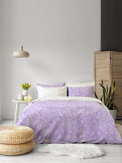 Kocoon Sheet Sets Queen 240x270cm. Denise Lilac|Ecru 4pcs