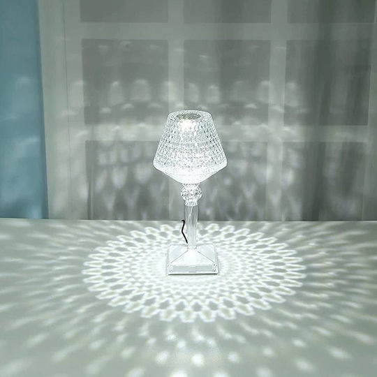 Led Επαναφορτιζόμενο Rgb Επιτραπέζιο Φωτιστικό Crystal Lamp Τηλεχειριστήριο Rz-122 Διάφανο